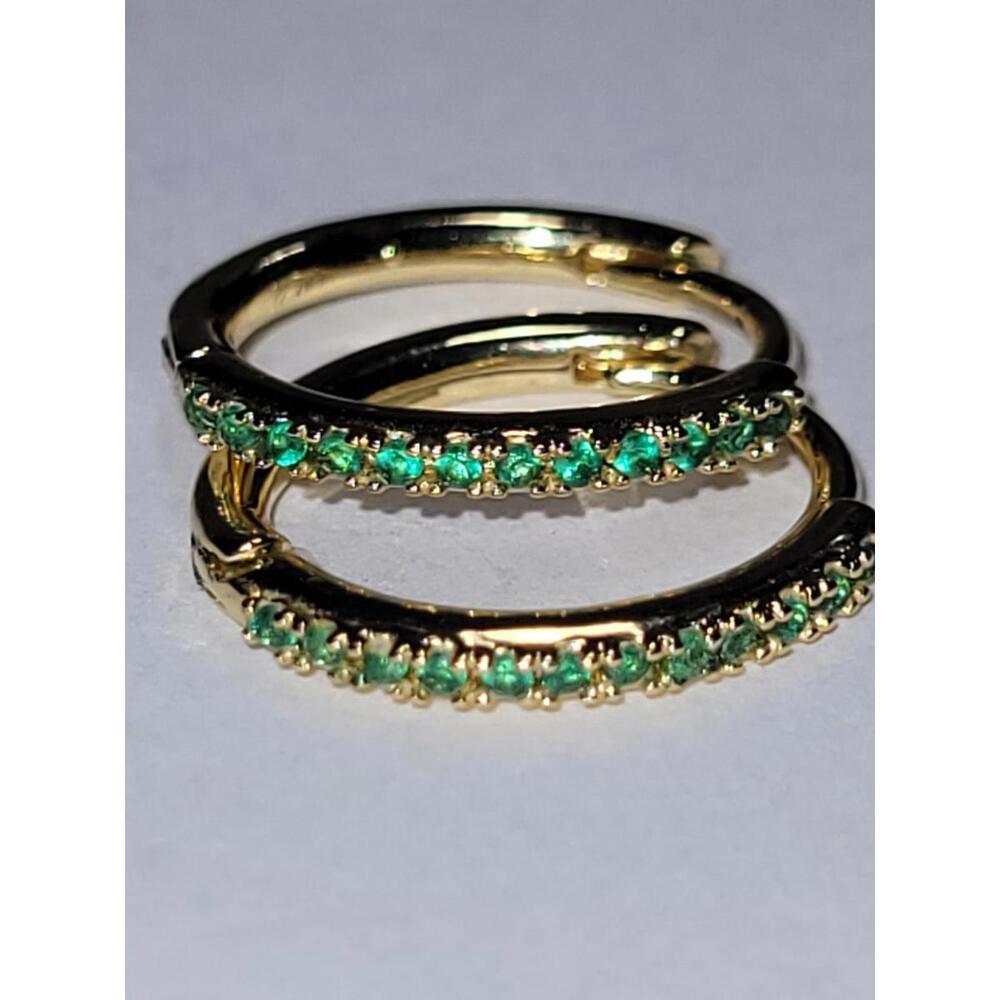 Dainty Goldtone Hinge Snap Earrings Green Rhinestones Costume Fashion Jewelry